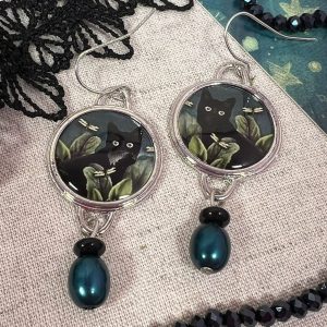 Серьги из бижутерного сплава «Чёрная кошка»